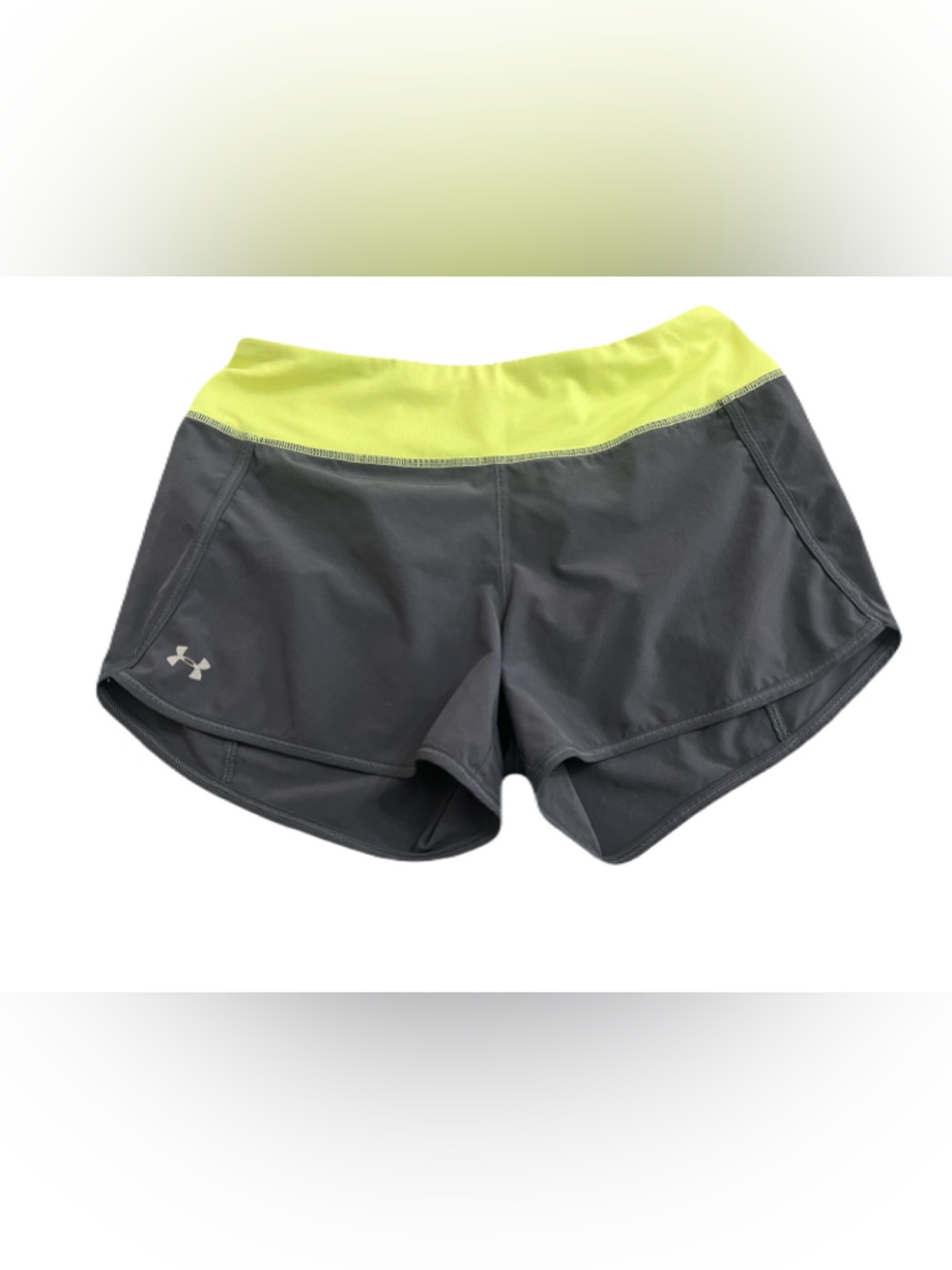 Under Armour Women’s Gray Athletic Shorts with Lime Waistband